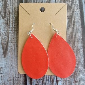 Red Faux Leather Earrings